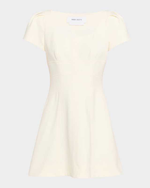 Square-Neck Short-Sleeve Mini Day Dress